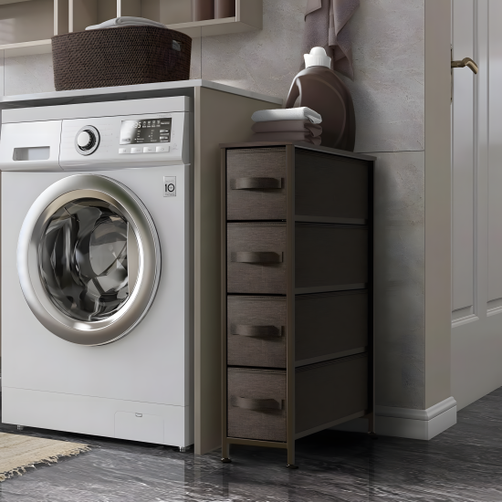 Steel and Fabric 4-Drawer Storage Dresser